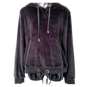 Mono B Black Velvet Pullover Hoodie